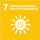 símbolo de energía asequible y renovable (sol con botón de encendido en el medio)